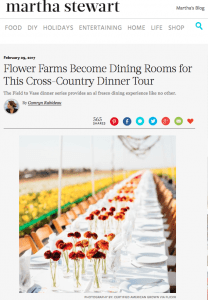 Dinners, American grown, Martha Stewart Martha Stewart, American grown field to vase dinner tour table setting