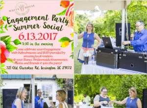 engagement party notice for an online promotion Jennifer Pryor, owner of White House Florist in Lexington, South Carolina, hosts an engagement party each June, when customers tend to have more open calendars.