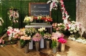 buckets of flowers in a retail floral shop FTD partnered with POPSUGAR for Women's Day
